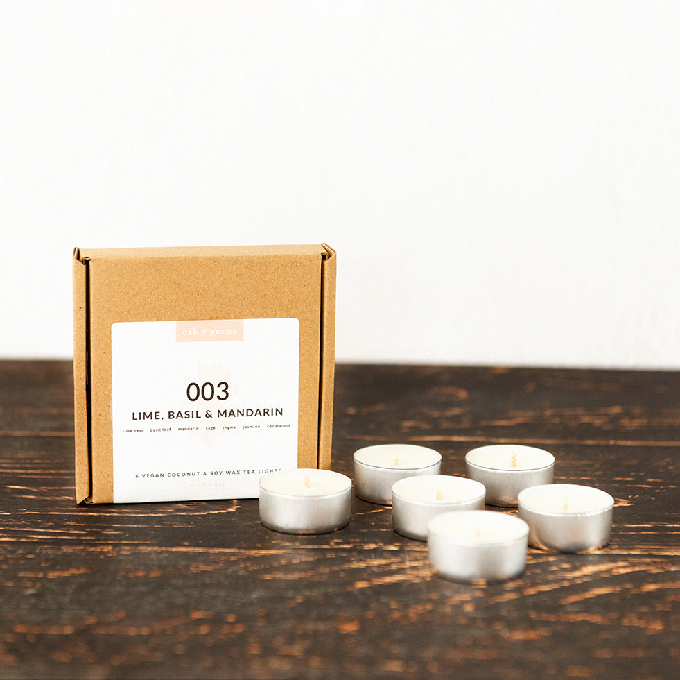Lime, Basil & Mandarin Tea Lights Oak & Porter